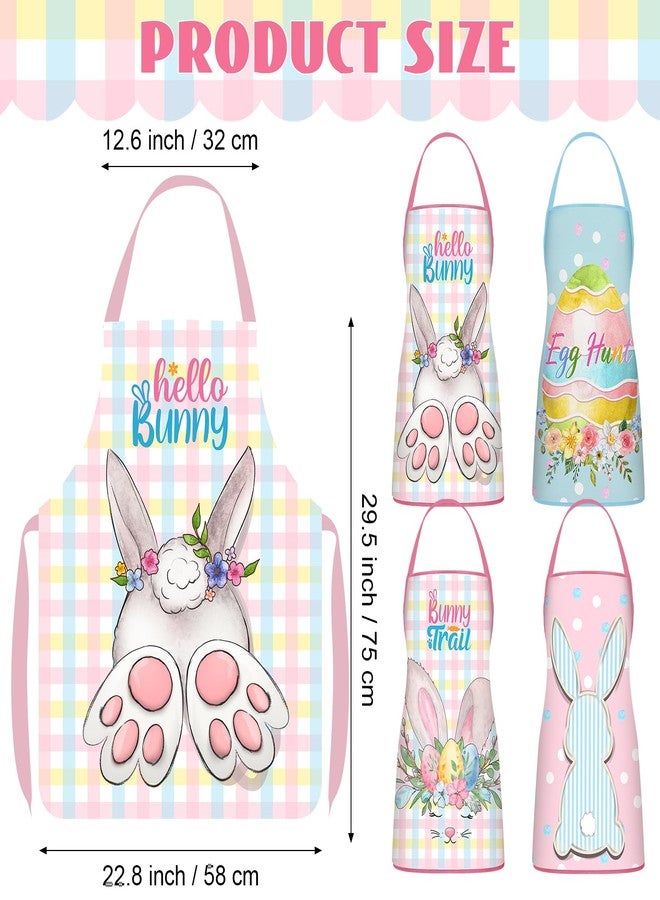 Skicuff 4 Pack 23x30 Inch Easter Bunny Eggs Aprons Buffalo Plaid Aprons Vintage Chef Bib Adjustable Washable Kitchen Aprons(Vivid Style) - Image 3