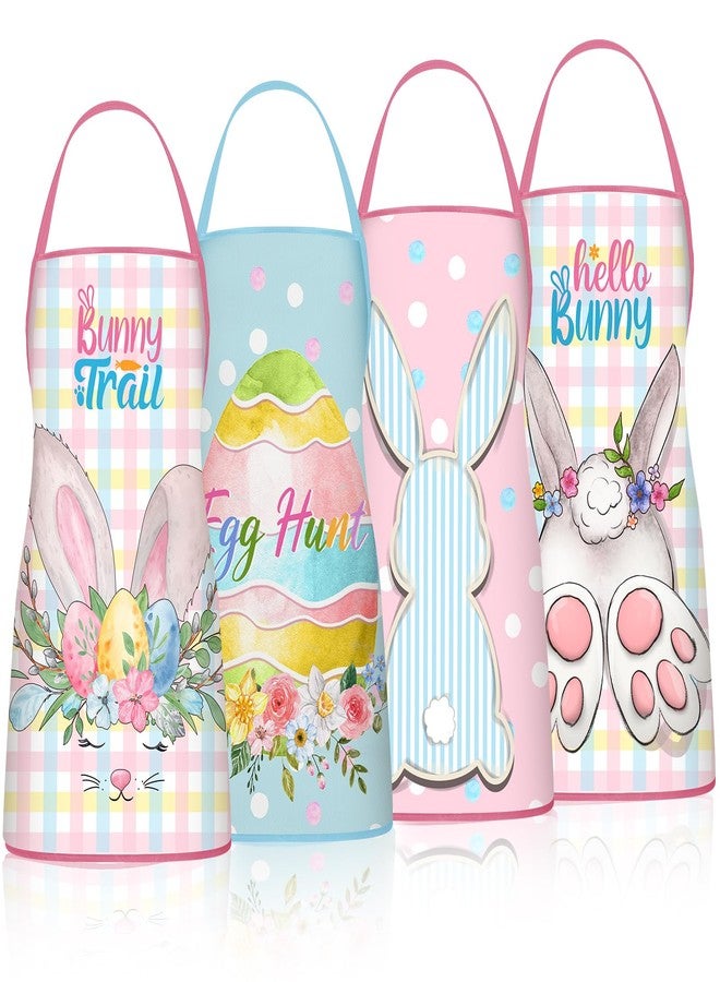 Skicuff 4 Pack 23x30 Inch Easter Bunny Eggs Aprons Buffalo Plaid Aprons Vintage Chef Bib Adjustable Washable Kitchen Aprons(Vivid Style) - Image 1