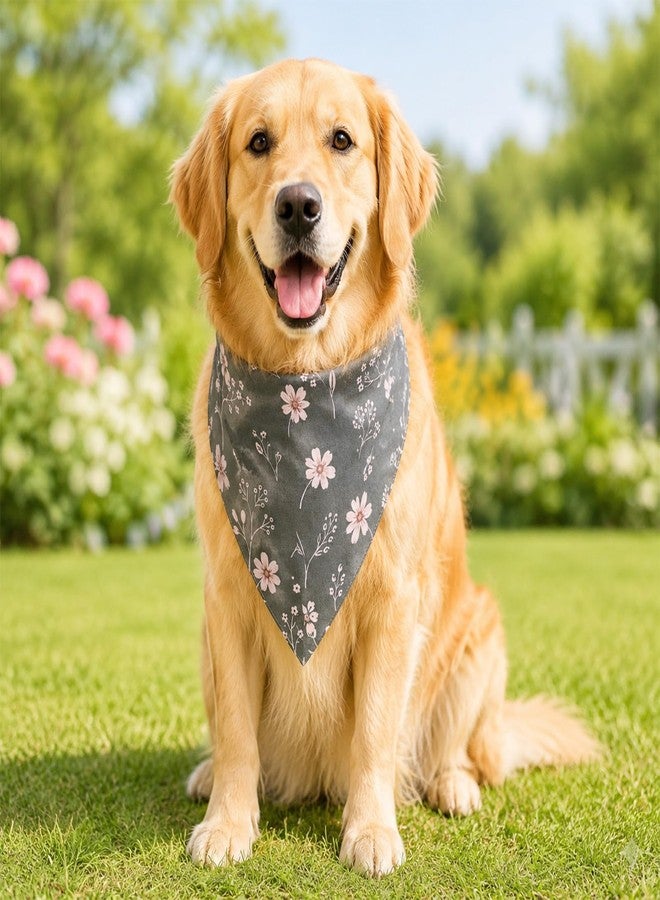 Xosjska 2 PCS Boho Floral Dog Bandanas, Summer Flower Daisy Dog Scarf Adjustable Triangle Dogs Bibs Boho Daisy Puppy Neckerchief Washable Pet Bandanas for Girl Dogs Large Medium Pets Birthday Costume - Image 4