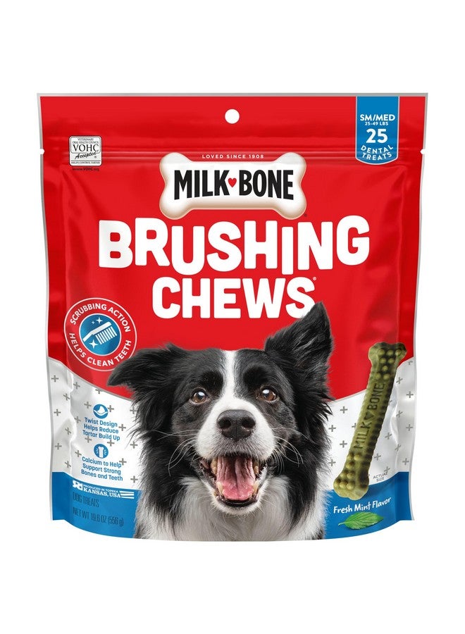 ميلك-بون مضغ تنظيف الأسنان برائحة منعشة، 25 قطعة صغيرة/متوسطة الحجم من مكافآت تنظيف الأسنان اليومية للكلاب، تساعد حركة الفرك على تنظيف الأسنان - Image 1