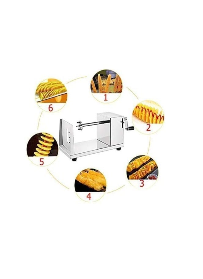 TIGER NEW Stainless Steel Manual Spiral Potato Chips Slicer, Tornado Potato Chips Cutter with Vegetable Slicer for Kitchen, Lightweight & Versatile Design - Image 3