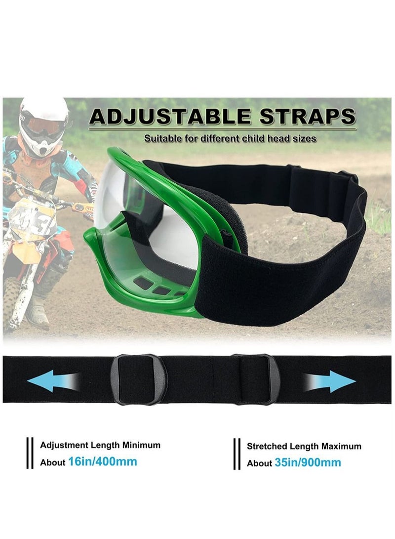 Y&D Kids Dirt Bike Goggles Impact, Resistant Adjustable Child Youth ATV Motorcycle Off-Road Riding Motocross Racing Cycling Glasses for Boys and Girls (Green) - Image 3
