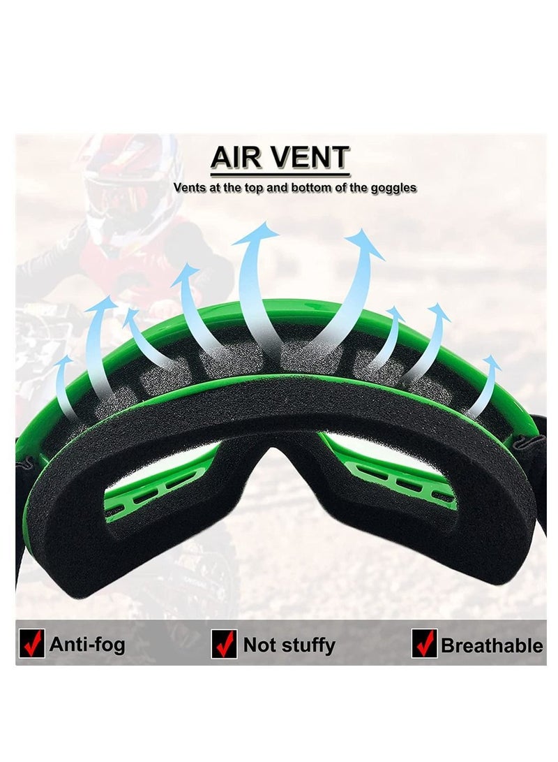 Y&D Kids Dirt Bike Goggles Impact, Resistant Adjustable Child Youth ATV Motorcycle Off-Road Riding Motocross Racing Cycling Glasses for Boys and Girls (Green) - Image 2