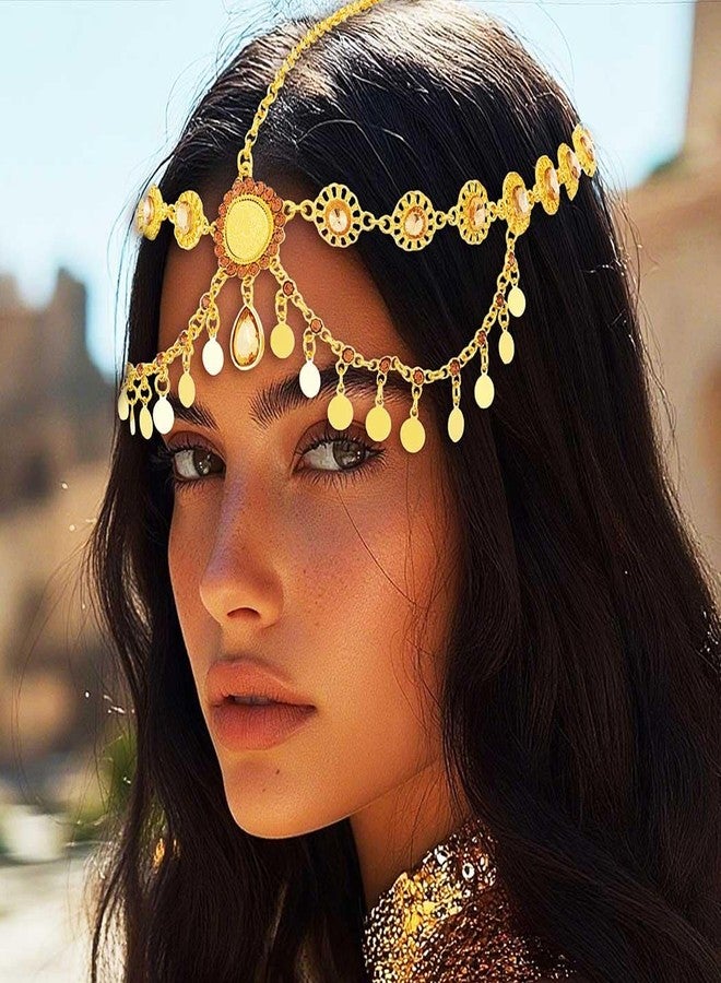 جورايس سلسلة رأس بوهيمية من GORAIS، طوق رأس ذهبي مصري مزين بالترتر، إكسسوارات للنساء - Image 4