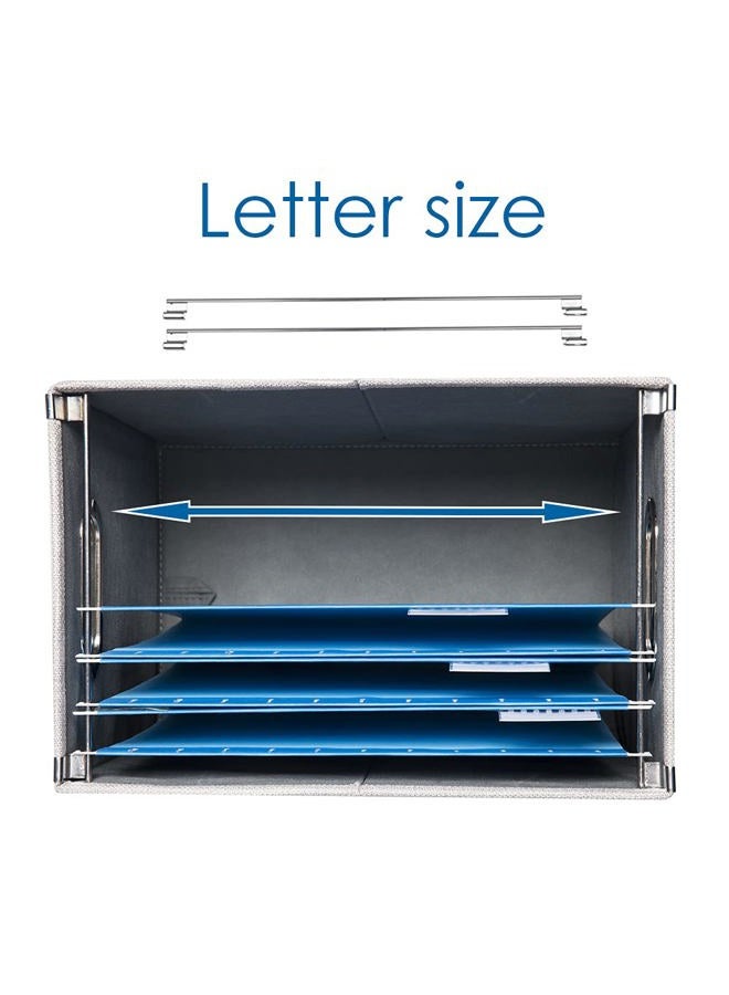 PRANDOM File Organizer Box - Set of 2 Collapsible Decorative Linen Filing Storage Hanging File Folders with Lids Office Cabinet Letter Size Light Grey (14x9.3x10.8 inch) - Image 5