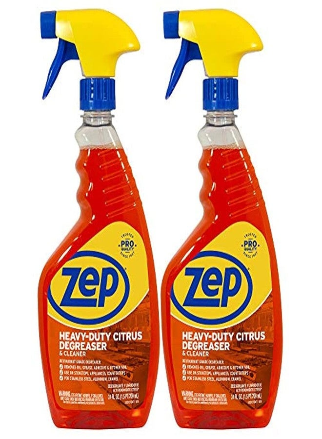 Zep Heavy-Duty Citrus Degreaser and Cleaner - 24 oz (Case of 2) ECZUCIT242 - Restaurant Grade, Removes Oil, Grease, Adhesive, and Kitchen Soil on Stovetops, Appliances - Image 1
