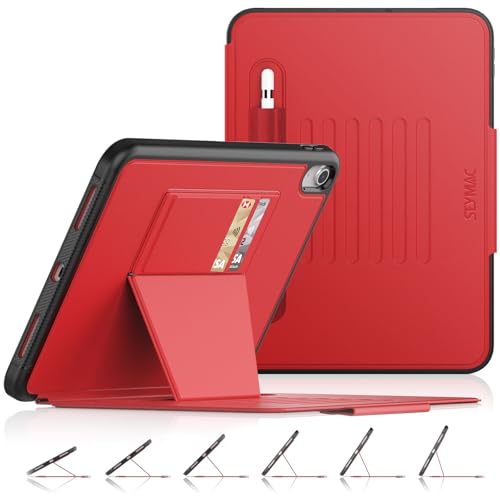 SEYMAC stock Case for iPad (A16) 11th/10th Generation 11''/10.9'', Strong Magnetic Auto Sleep Shockproof Case with Absorbing Multi-Angles Stand, Pen Holder, Card Slot (Red) - Image 1
