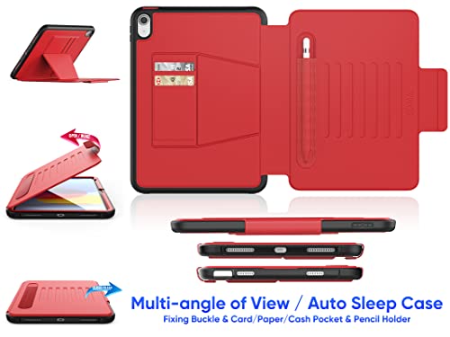 SEYMAC stock Case for iPad (A16) 11th/10th Generation 11''/10.9'', Strong Magnetic Auto Sleep Shockproof Case with Absorbing Multi-Angles Stand, Pen Holder, Card Slot (Red) - Image 2