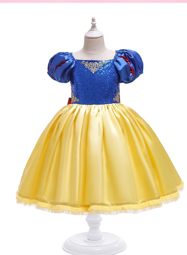 Loquat Snow White Summer short sleeve children's dress children's dress dress Yellow  - Image 1