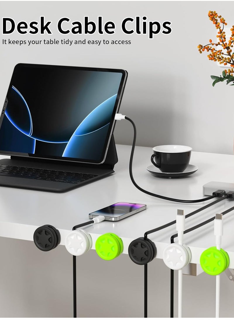Necomi - 6 Pack Cord Organizer Clips, Desk Cable Management Clips, Cable Holder for Charger Wires, Phone Charger Cord Holder Clips for Desk, Office, Car, Home, Cubicle, Nightstand - Image 1