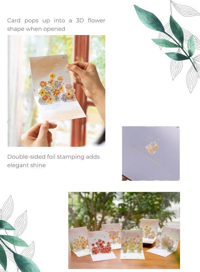 3-Pack 3D Pop-Up Flower Wish Cards,Handwritten Thank You Cards,Greeting Cards,Holiday Cards,with Envelopes & Stickers for Gratitude, Wishes - Image 4