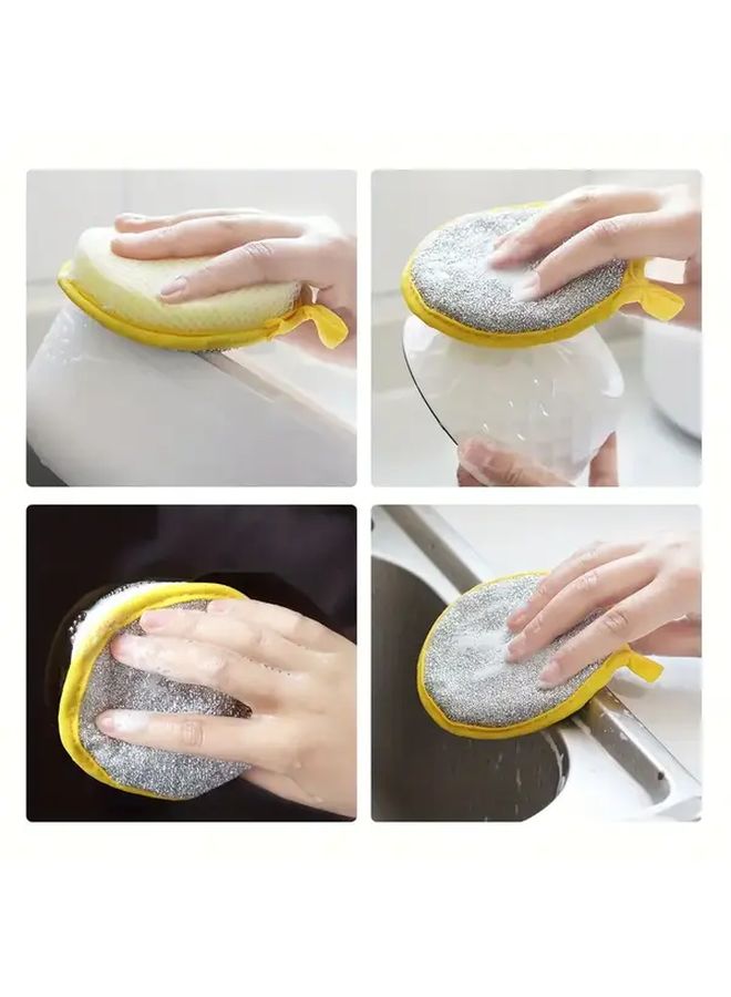 Yellow 12 Pack Thick Flexible Double Layer Dishwashing Sponge Cloth Commercial Kitchen Scrubber - Image 5