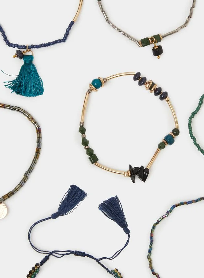 Pack Of 8 - Multi-Color Beaded Bracelets