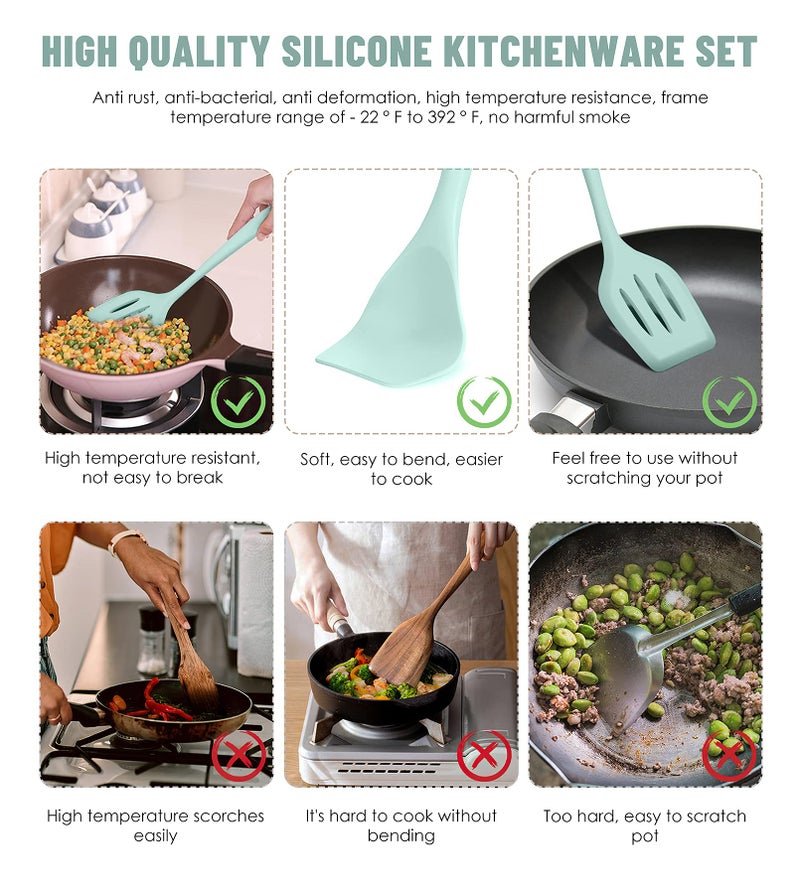 Pranski Kitchen Utensils Set-12 Pieces Silicone Cooking Utensils Set (Dishwasher Safe) 392Â°F Heat Resistant Spatula Set,Kitchen Utensil Set for Nonstick Cookware,Best Kitchen Tools with Holder - Image 3