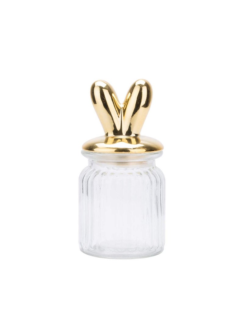 SOLARAE Clear Candy Jar Glass Jar Bunny Rabbit Shape Clear Candy Jar Food Storage Canister for Eater Party Tea Cookie Table Decoration Clear Glass Storage with Lid Biscuit Box Containers Size S - Image 2