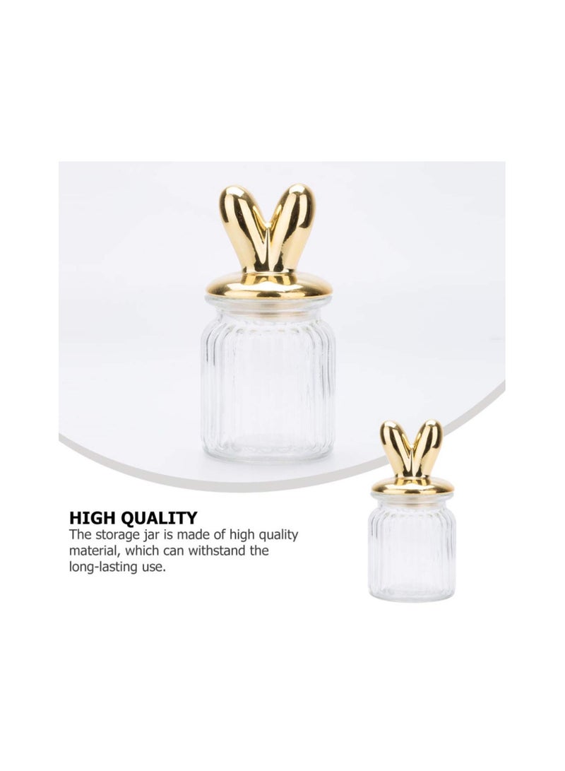 SOLARAE Clear Candy Jar Glass Jar Bunny Rabbit Shape Clear Candy Jar Food Storage Canister for Eater Party Tea Cookie Table Decoration Clear Glass Storage with Lid Biscuit Box Containers Size S - Image 5