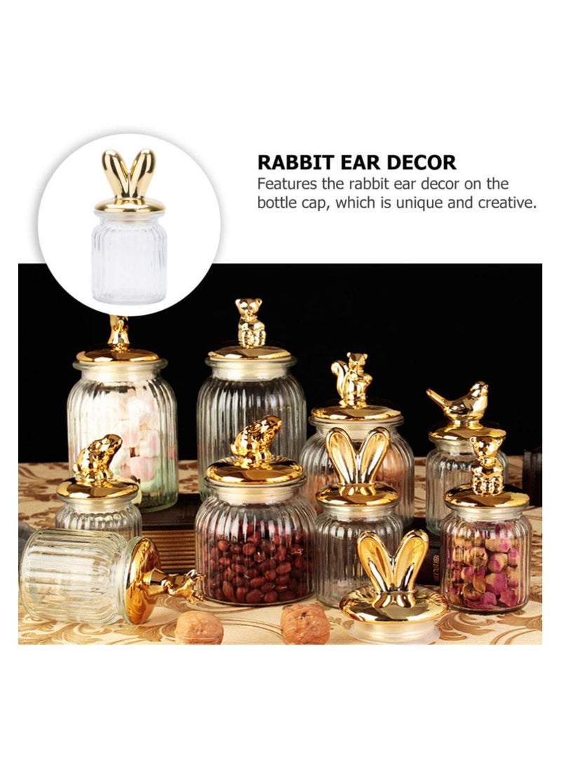 SOLARAE Clear Candy Jar Glass Jar Bunny Rabbit Shape Clear Candy Jar Food Storage Canister for Eater Party Tea Cookie Table Decoration Clear Glass Storage with Lid Biscuit Box Containers Size S - Image 3
