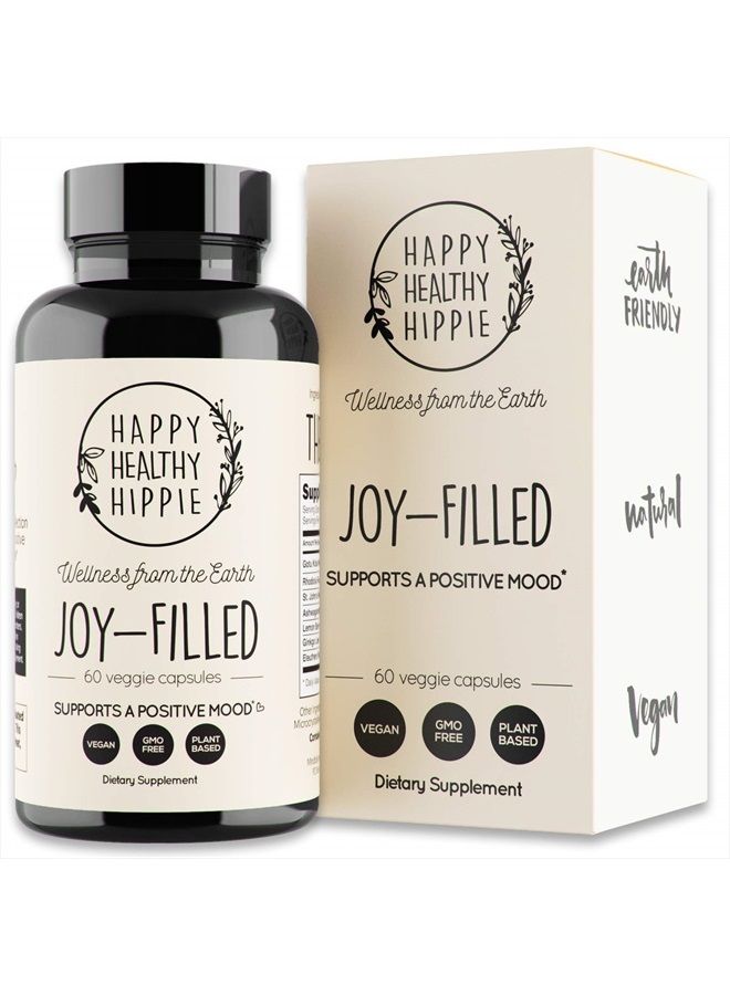 HAPPY HEALTHY HIPPIE Joy-Filled Mood Support Supplement with St Johns Wort | Helps Calm The Mind & Body, Stress Relief Energy Supplements | 100% Plant-Based | Ashwagandha, Rhodiola, Eleuthero | Herbal Adaptogens, 180 ct - Image 1