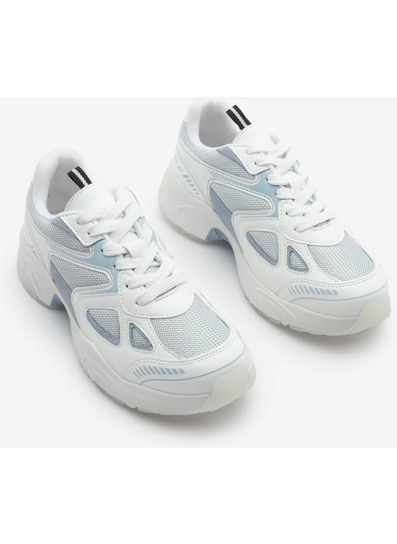 MARJIN Women's Sneaker Thick Sole Laced Mesh Detailed Sports Shoes Yuvez