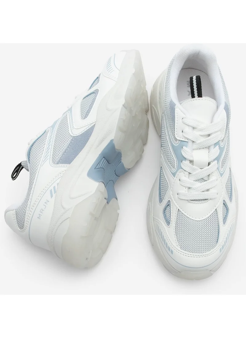 MARJIN Women's Sneaker Thick Sole Laced Mesh Detailed Sports Shoes Yuvez