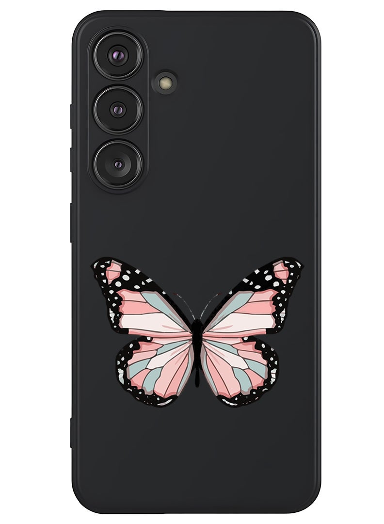 Theodor Protective Slim Fit Case Liquid Silicone Cover with Full Body Protection Anti-Scratch Shockproof Case For Samsung Galaxy S25 Plus (Black) - Butterfly-01 - Image 1