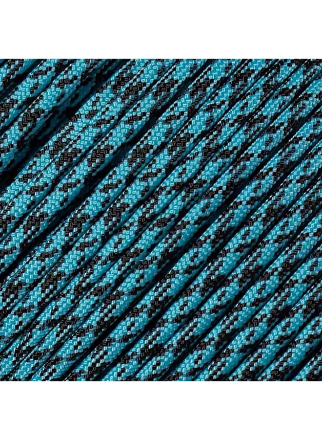 PROMASS 100FT Type III Neon Turquoise with Black Camo Paracord 550 Parachute Cord 7 Strand Made In USA