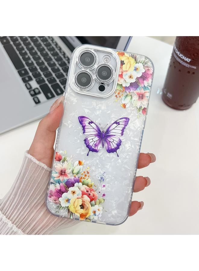 S-TOP Case For iPhone 16 Pro Plating Texture Butterfly TPU Phone Case with Glitter Lens Film - Image 1