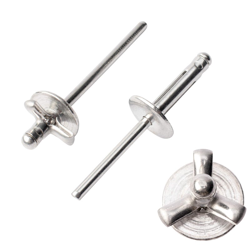 ISPINNER 50pcs 3/16" x 4/5" Large Head Tri-Fold Exploding Aluminum Pop Rivets (Silver) - Image 5