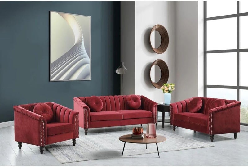 Comfynest طقم غرفة المعيشة من 3 قطع من المخمل - Image 1