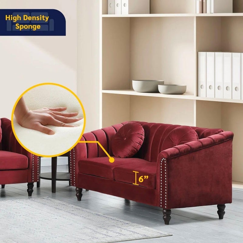 Comfynest طقم غرفة المعيشة من 3 قطع من المخمل - Image 5