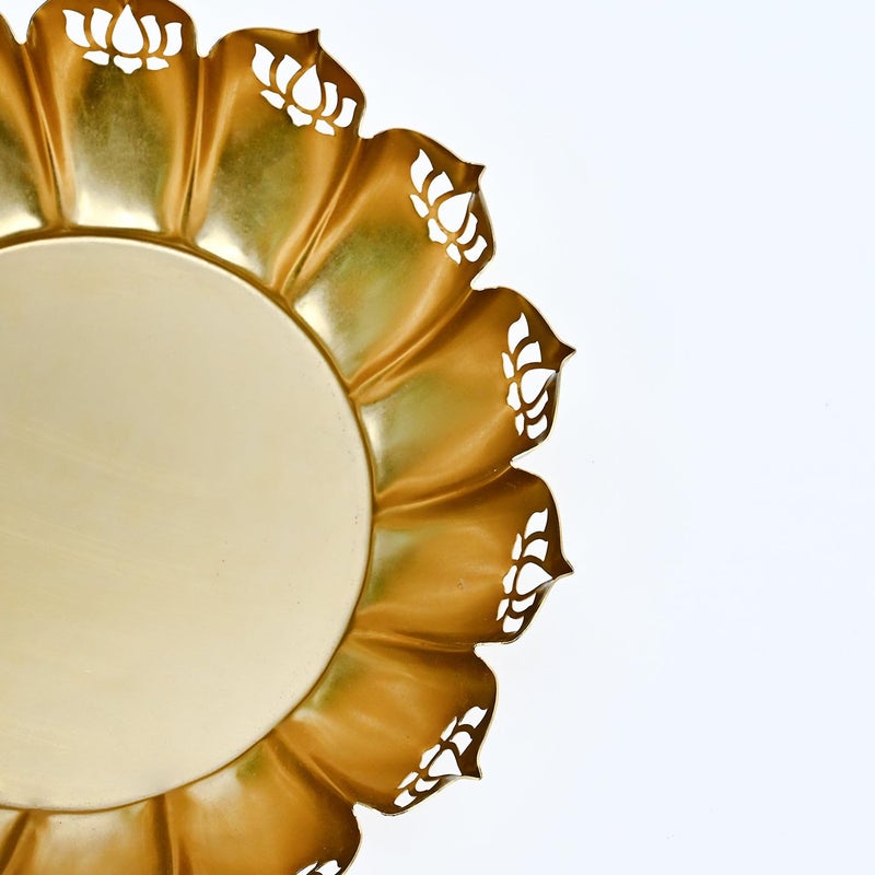 DecorTwist DecorTwist Decorative Urli Bowl 25 Inch Pack of 1 Metal Lotus Design Handcrafted Bowl for Floating Flowers Tea Light Candle Holder Home Living Room Office Wedding Diwali Decoration Items  - Image 4