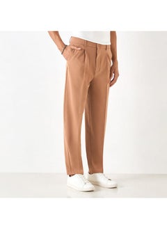 Iconic Solid Pants with Button Closure and Pockets