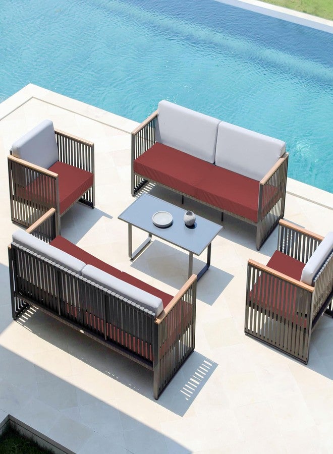 إيزي-جوينج أغطية وسائد فناء مقاومة للماء سهلة الاستخدام، مقاس 22×20×4 بوصة، عبوة من 4 قطع، بديلة لأغطية وسائد المقاعد الخارجية غير القابلة للانزلاق مع سحاب. لون خمري - Image 2