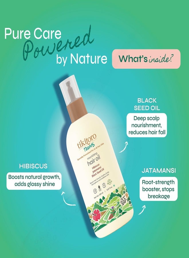 Tikitoro Teens Nourishing Hair Oil 100% Vegan with Black seed oil, Hibiscus, & Argan, Promotes Hair Growth & Conditions Scalp, Non-sticky, Non-smelly & Non-greasy, No Parabens & Sulphates (150 ml) - Image 4