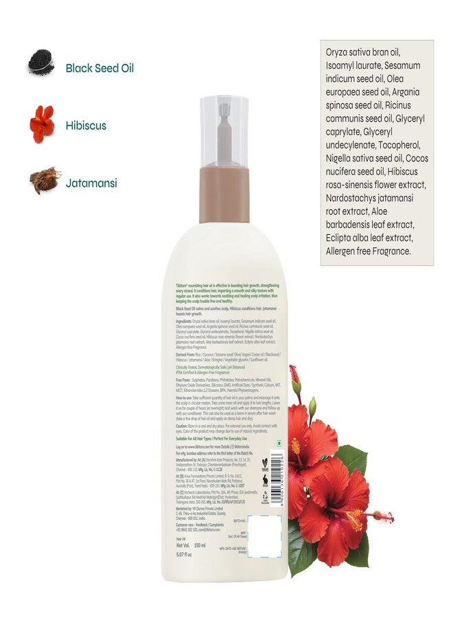 Tikitoro Teens Nourishing Hair Oil 100% Vegan with Black seed oil, Hibiscus, & Argan, Promotes Hair Growth & Conditions Scalp, Non-sticky, Non-smelly & Non-greasy, No Parabens & Sulphates (150 ml) - Image 2