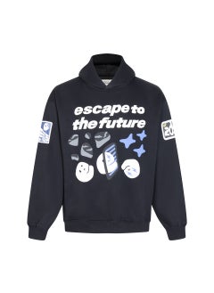 Broken Planet Letter Print Hoodie Casual Mens Black