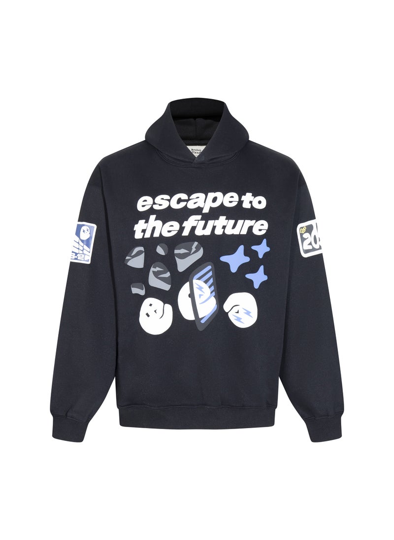 Generic - Broken Planet Letter Print Hoodie Casual Mens Black - Image 1