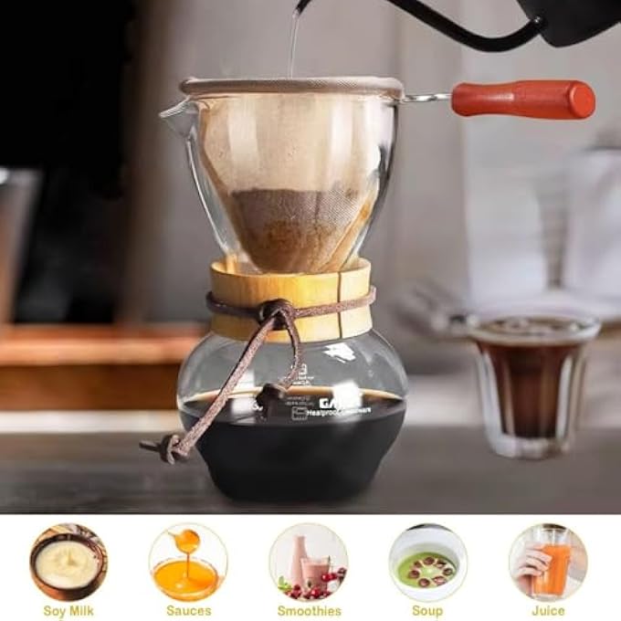 Excefore Coffee Filter With Handle Espresso Filter Cloth Filter Professional Barista Filter 4Inch Wooden Handle Reusable Filter For Espresso Coffee Shop Daily Use Filter BasketRed - Image 2