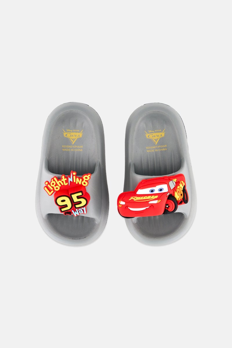 Disney Pixar Toddlers Boy Slip On Lightning McQueen Slide, Grey  - Image 2