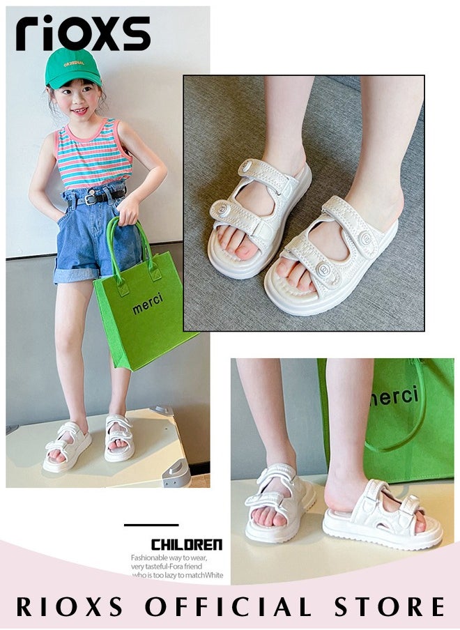 RIOXS - Kids Girls Fashion Summer Slippers Non-Slip Soft Sole Open Toe Beach Sandals Slippers For Outdoor Or Indoor Use - Image 1