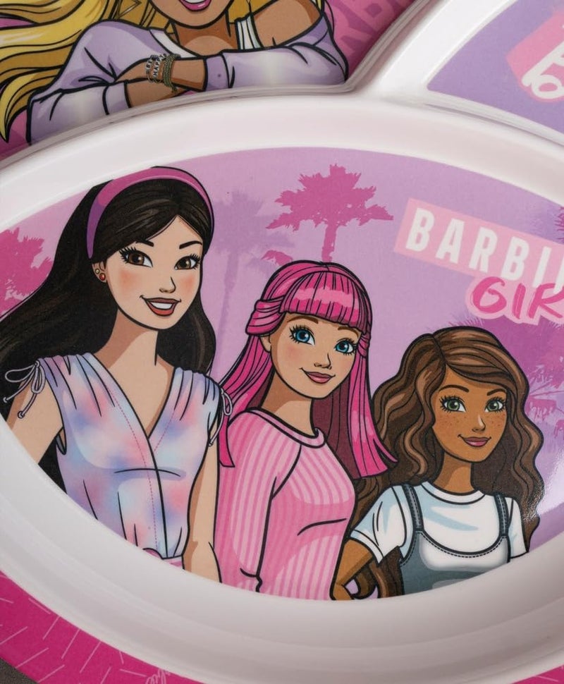 Superware Melamine 3 Section Dinner Plate for Kids Barbie Wispy Forest Design Durable Food Grade Lightweight Divided Tray Mealtime - Image 1