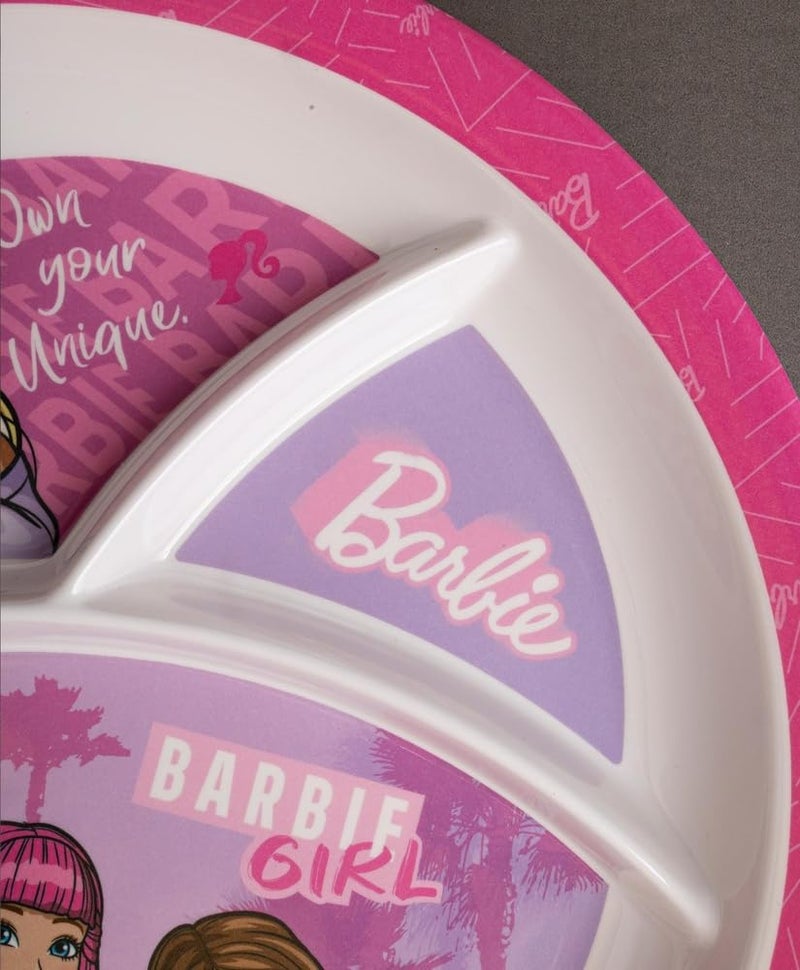 Superware Melamine 3 Section Dinner Plate for Kids Barbie Wispy Forest Design Durable Food Grade Lightweight Divided Tray Mealtime - Image 2