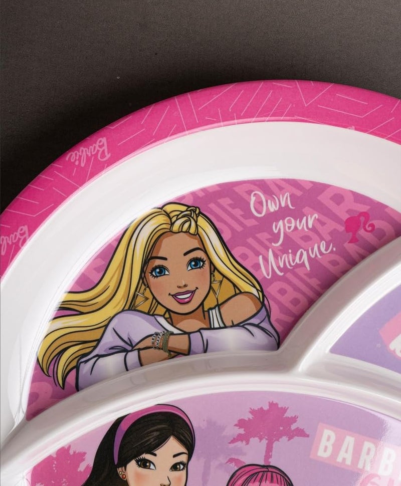 Superware Melamine 3 Section Dinner Plate for Kids Barbie Wispy Forest Design Durable Food Grade Lightweight Divided Tray Mealtime - Image 3