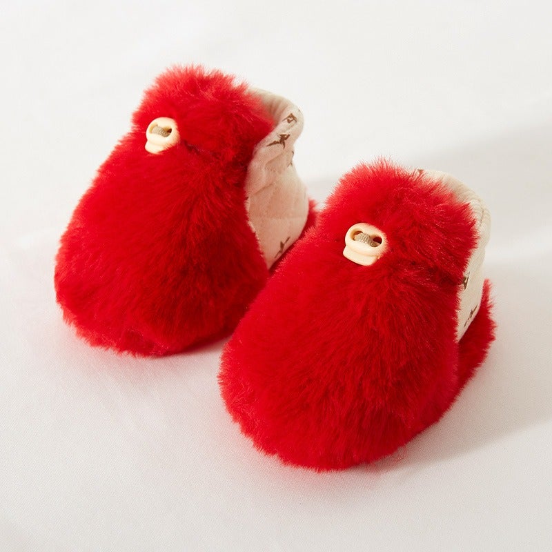 Wei Pu Xiao Lu Baby Winter Fleece Booties Soft Sole First Walkers Warm Non-Slip Shoes for Toddlers - Image 1
