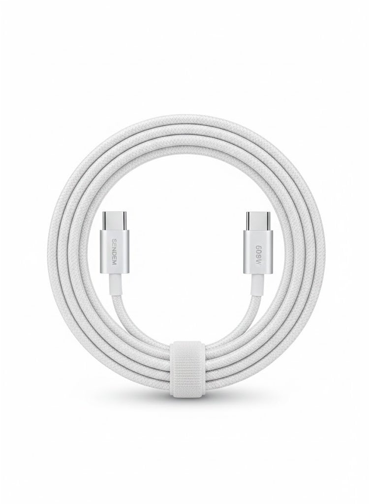 سيندم كابل شاحن بقوة 60 واط – متوافق مع Type-C إلى Type-C ويدعم الشحن السريع ونقل البيانات - Image 1
