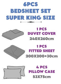 Blueberry 6 Pieces Super King Size Bedding Cover Set  - Image 5