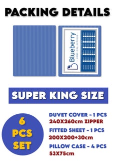 Blueberry 6 Pieces Super King Size Bedding Cover Set  - Image 2