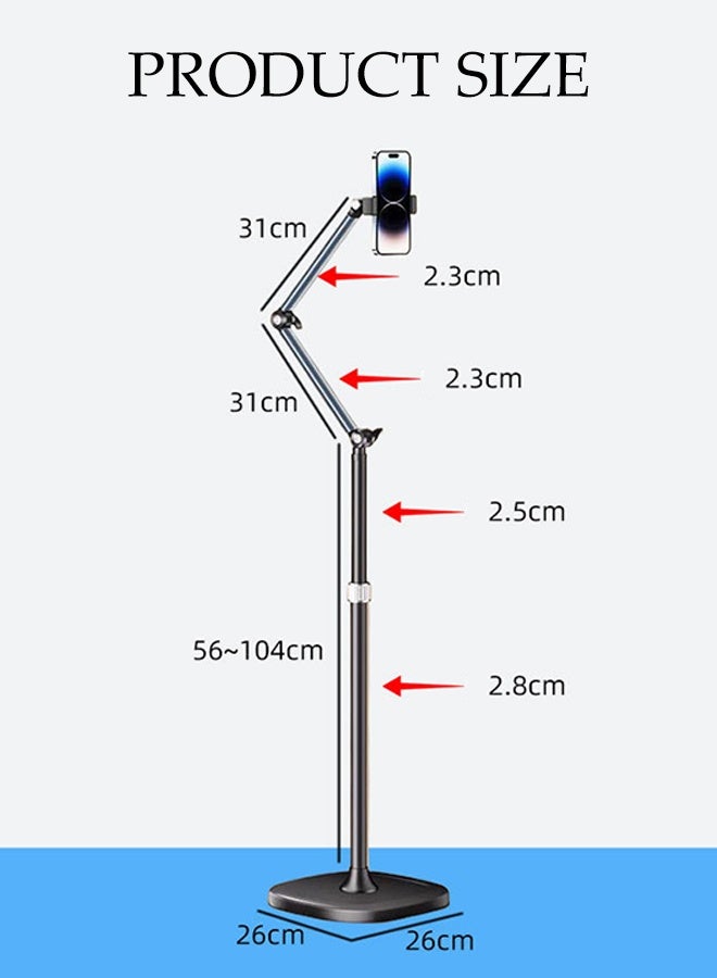 DUNISO Multi Functional Mobile Phone Tripod with Remote Control Portable Foldable Floor standing Phone Stand 3 Mechanical Shaft Professional Aluminum Lightweight Extendable Phone Tripod - Image 3