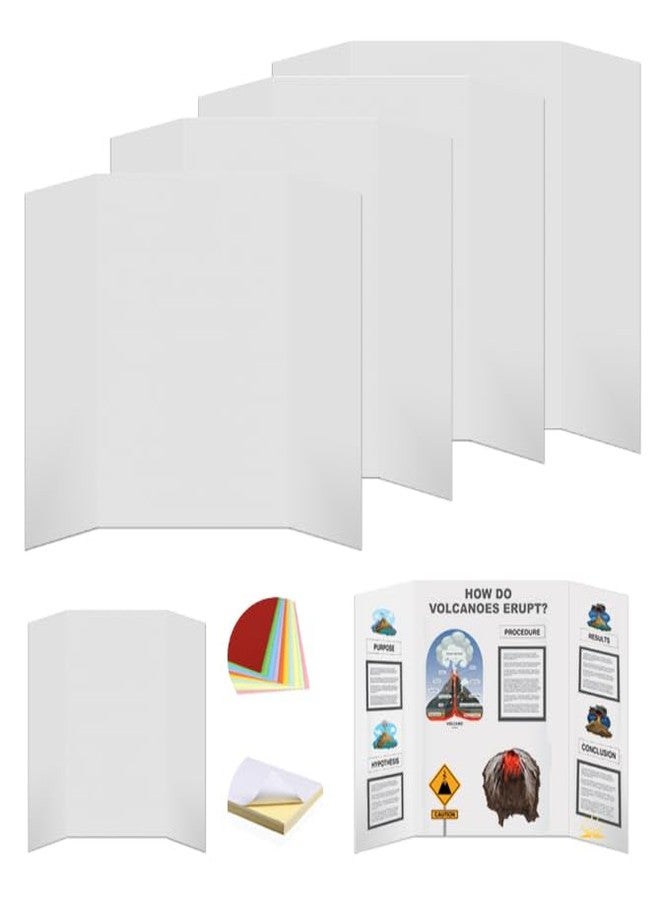 Rsgift 4 Pcs Tri-fold Poster Boards 48 x 36 inches, Premium Corrugated Presentation Boards with Double Sided Tapes,Display Boards for School Project,Exhibitions, Business Presentation - Image 1