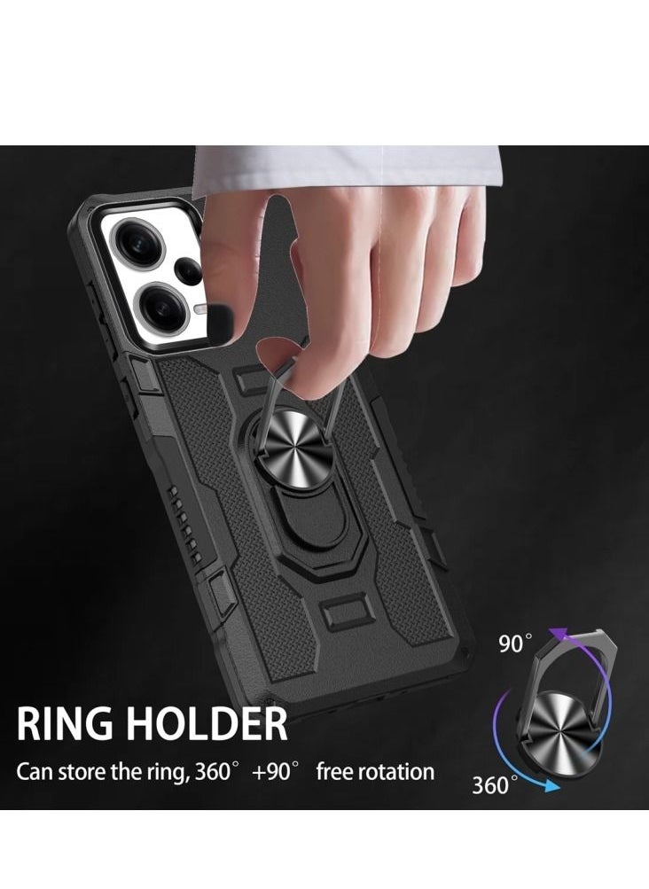 Generic - For Xiaomi Redmi Note 12 Pro 5G Global / Poco X5 Pro Ring Holder Armor Hybrid Phone Case(Black) - Image 1